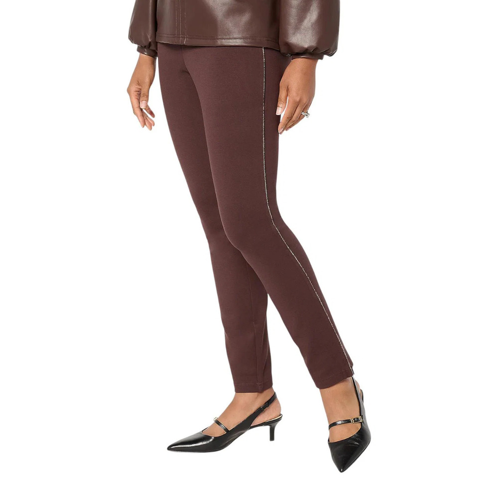 Jingle Belles by Kim Gravel Women's Ponte Hollywood Waist Pant Plum - Plus